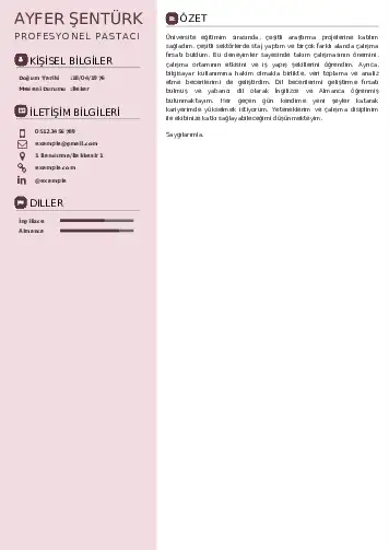 Pastacı Cv Örnekleri cv indir